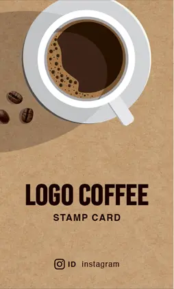 背景がナチュラルな古紙やヴィンテージ生地のカフェ喫茶店のおしゃれなスタンプカードA