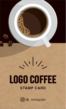 背景がナチュラルな古紙やヴィンテージ生地のカフェ喫茶店のおしゃれなカフェポイントカードCSC-501L