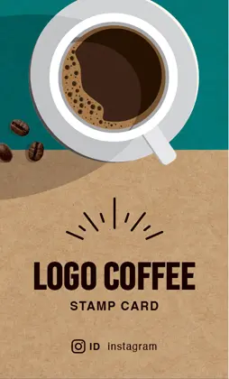 背景がナチュラルな古紙やヴィンテージ生地のカフェ喫茶店のおしゃれなスタンプカードD