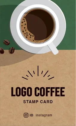 背景がナチュラルな古紙やヴィンテージ生地のカフェ喫茶店のおしゃれなカフェポイントカードCSC-501O