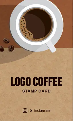 背景がナチュラルな古紙やヴィンテージ生地のカフェ喫茶店のおしゃれなカフェポイントカードCSC-501B