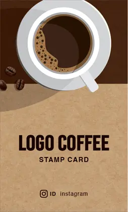 背景がナチュラルな古紙やヴィンテージ生地のカフェ喫茶店のおしゃれなスタンプカードB