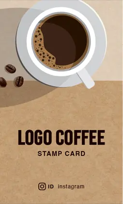 背景がナチュラルな古紙やヴィンテージ生地のカフェ喫茶店のおしゃれなカフェポイントカードCSC-501E