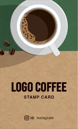 背景がナチュラルな古紙やヴィンテージ生地のカフェ喫茶店のおしゃれなカフェポイントカードCSC-501G