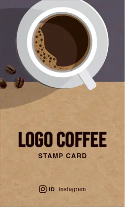 背景がナチュラルな古紙やヴィンテージ生地のカフェ喫茶店のおしゃれなカフェポイントカードCSC-501H