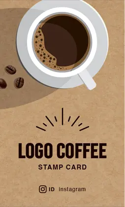 背景がナチュラルな古紙やヴィンテージ生地のカフェ喫茶店のおしゃれなカフェポイントカードCSC-501i
